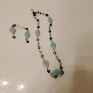 Turquoise and tiger eye necklace and earrings